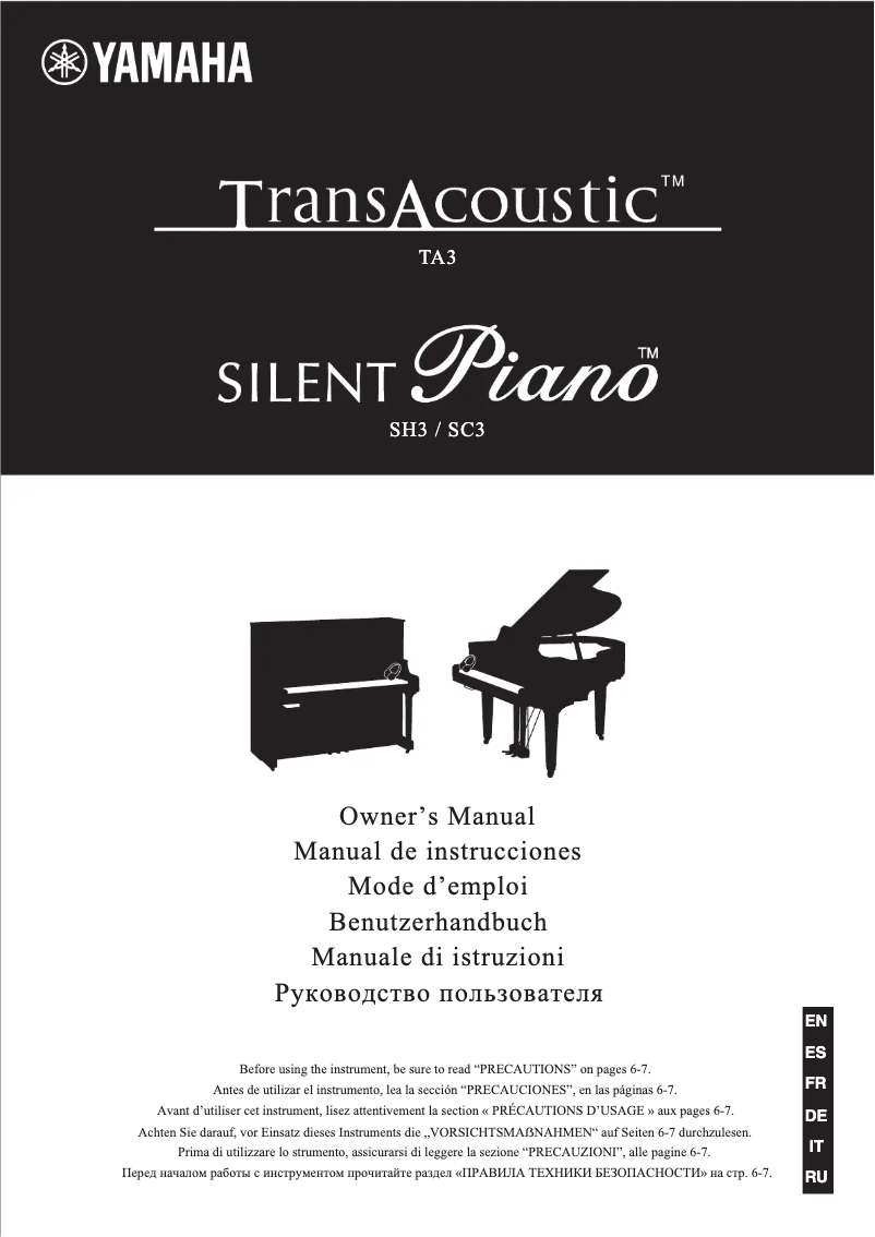 Page 1 of the manual User Manual Yamaha TransAcoustic Piano TA3