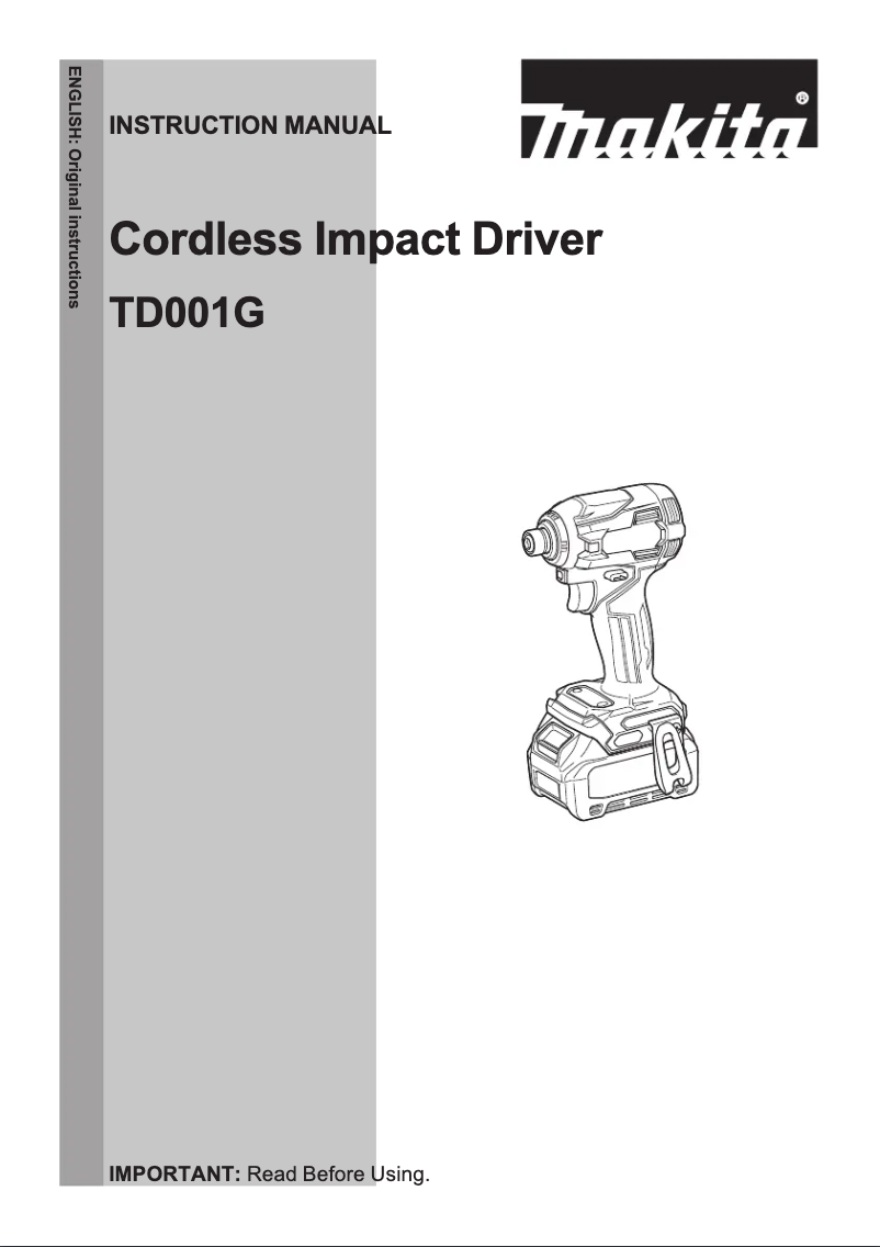 First page image of the manual for TD001GD209