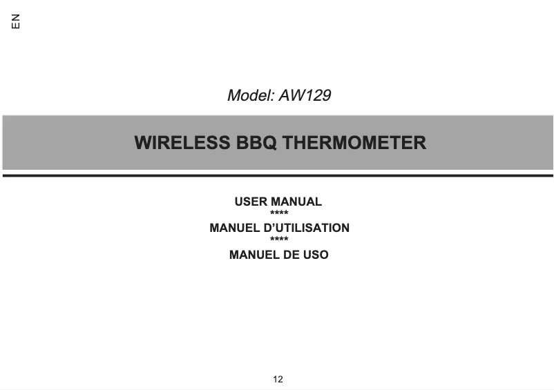 First page image of the manual for AW129
