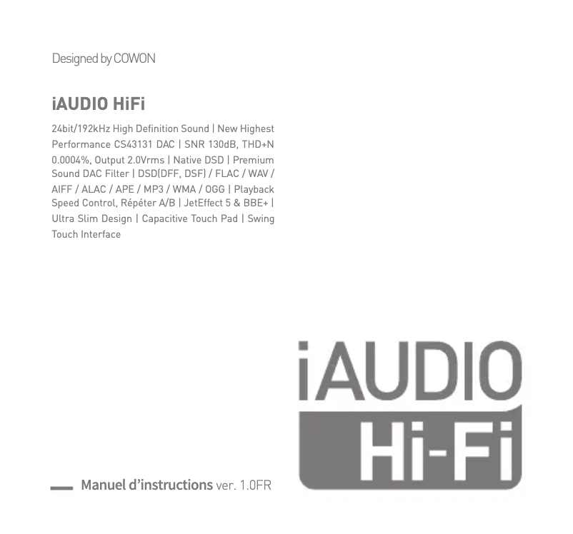 First page image of the manual for iAUDIO HiFi