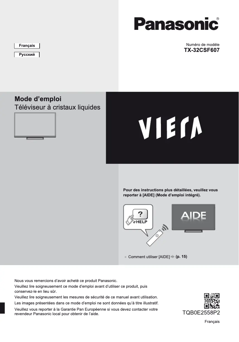 Page 1 of the manual User Manual Panasonic Viera TX-32CSF607