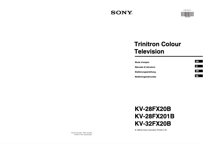 First page image of the manual for KV-28FX201B