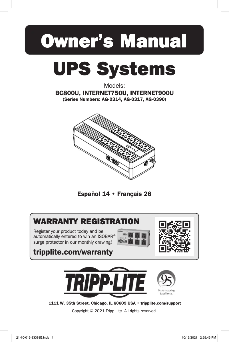 First page image of the manual for Internet900U