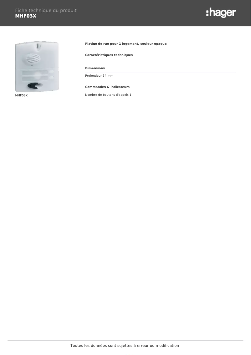 Image de la première page du manuel de l'appareil MHF03X