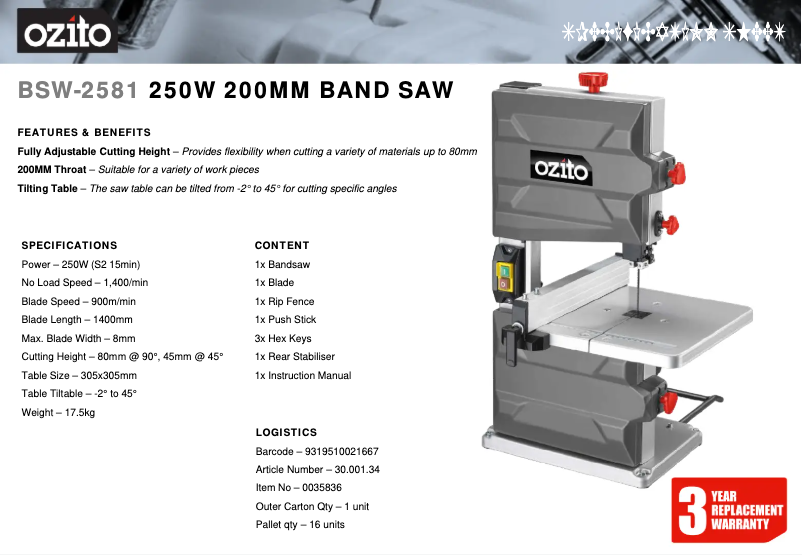 First page image of the manual for BSW-2581