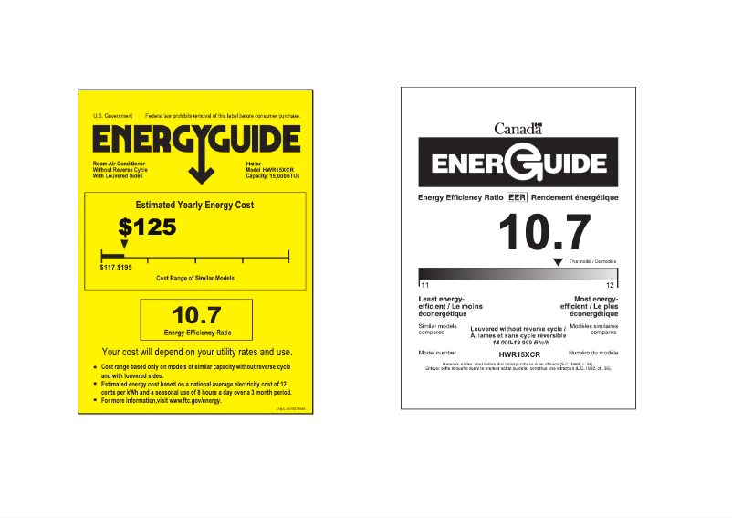 First page image of the manual for HWR15XCR