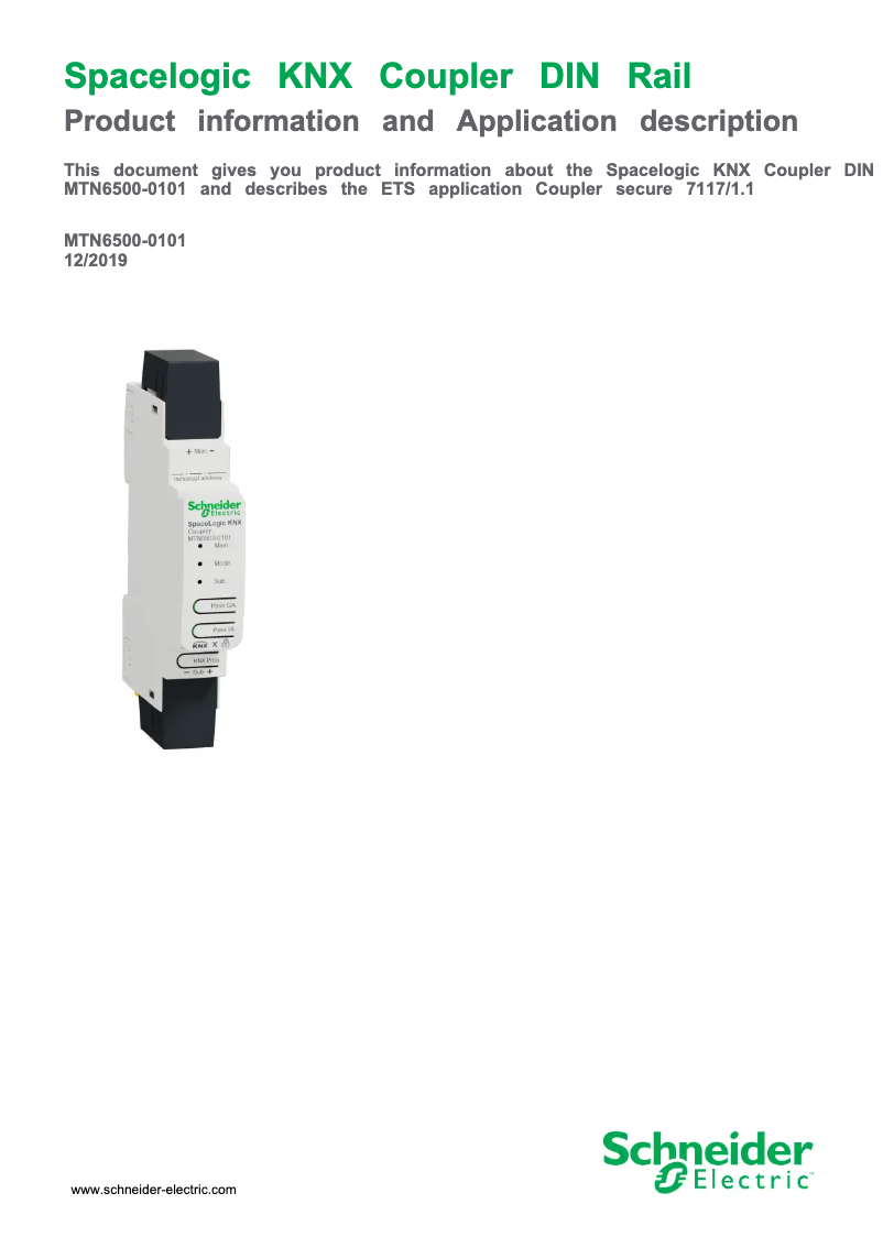 Page 1 of the manual User Manual Schneider MTN6500-0101