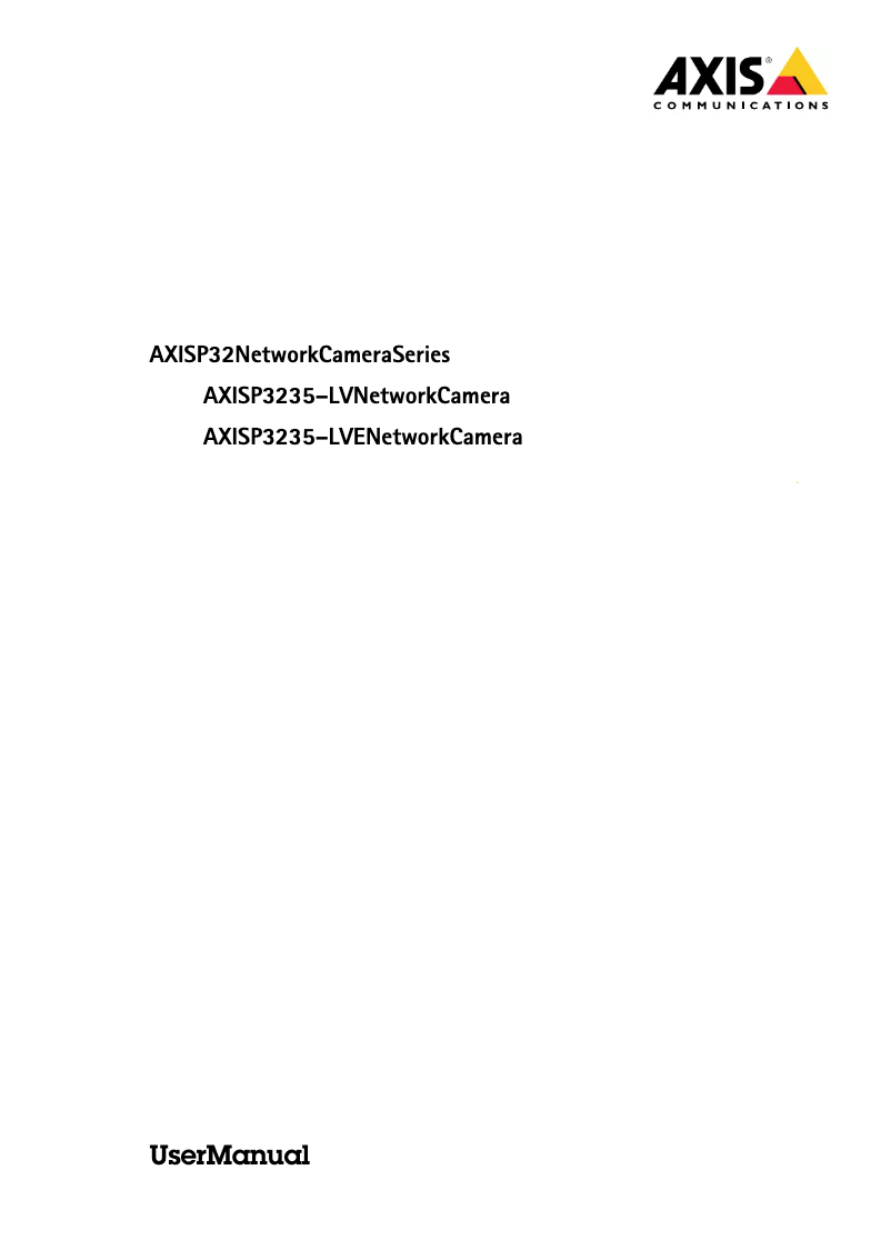 Page 1 of the manual User Manual Axis P3235-LV