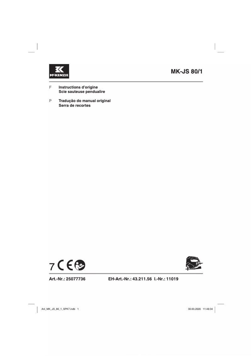 First page image of the manual for MK-JS 80/1