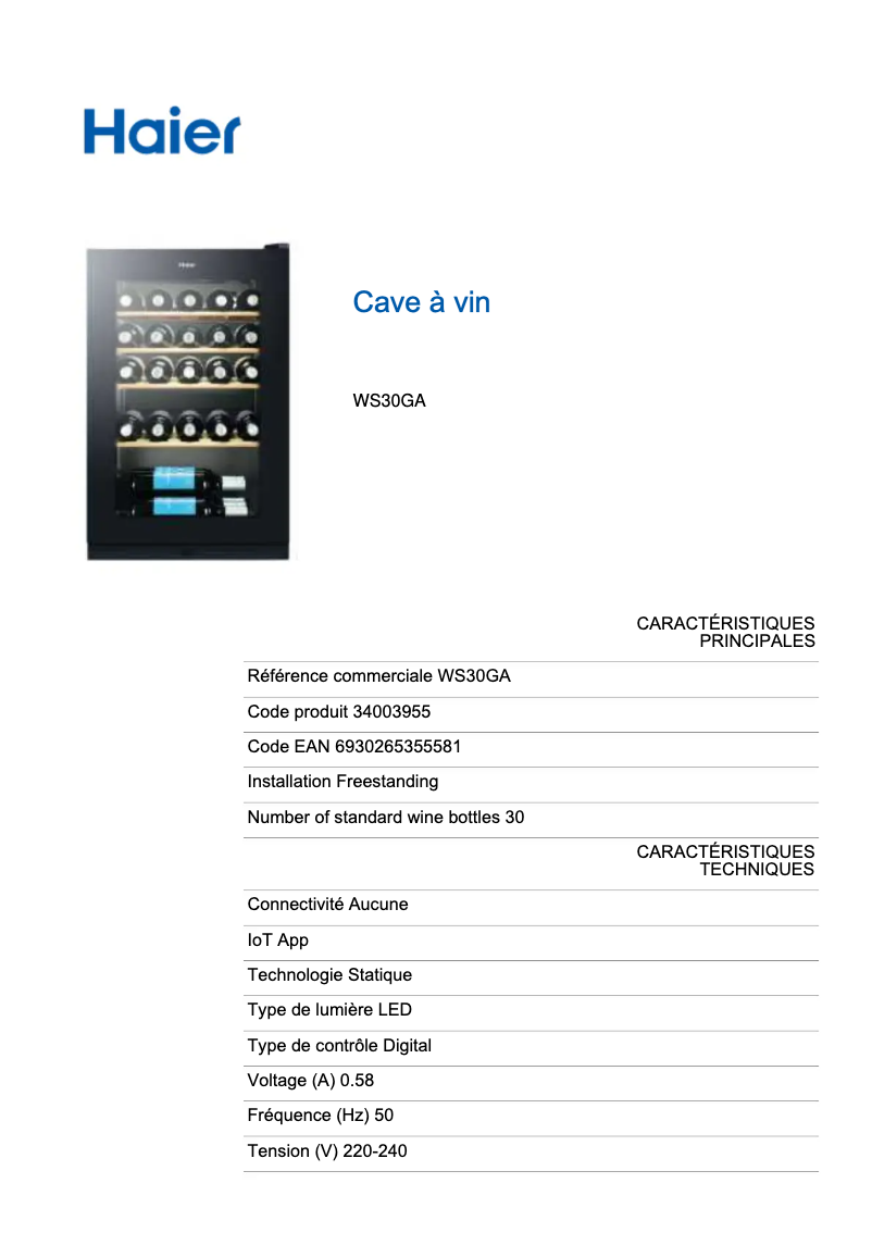 First page image of the manual for WS30GA