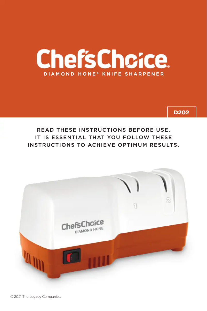 Page 1 of the manual User Manual Chef's Choice Diamond Hone D202