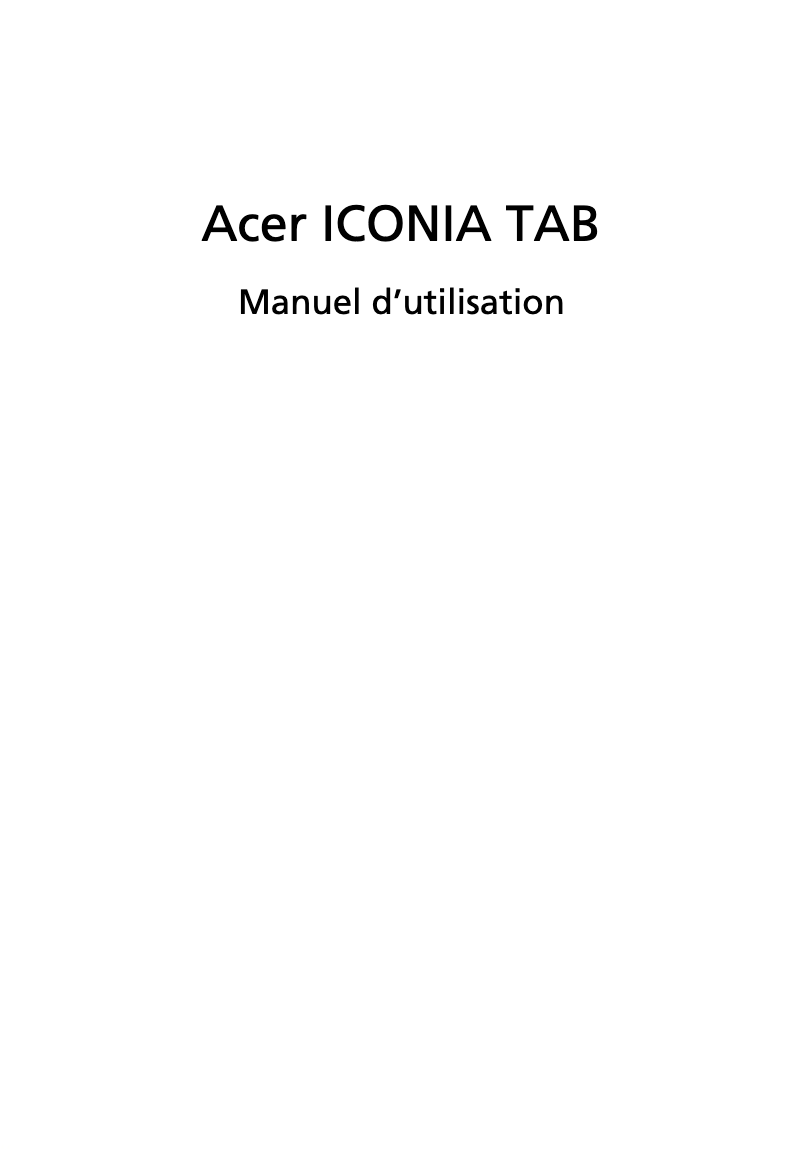 Page 1 of the manual User Manual Acer Iconia Tab W500