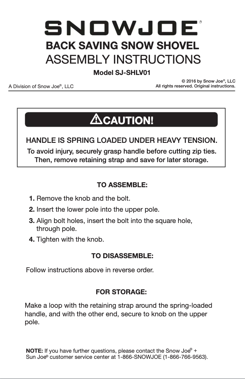 Page 1 of the manual User Manual Snow Joe SJ-SHLV01-RED