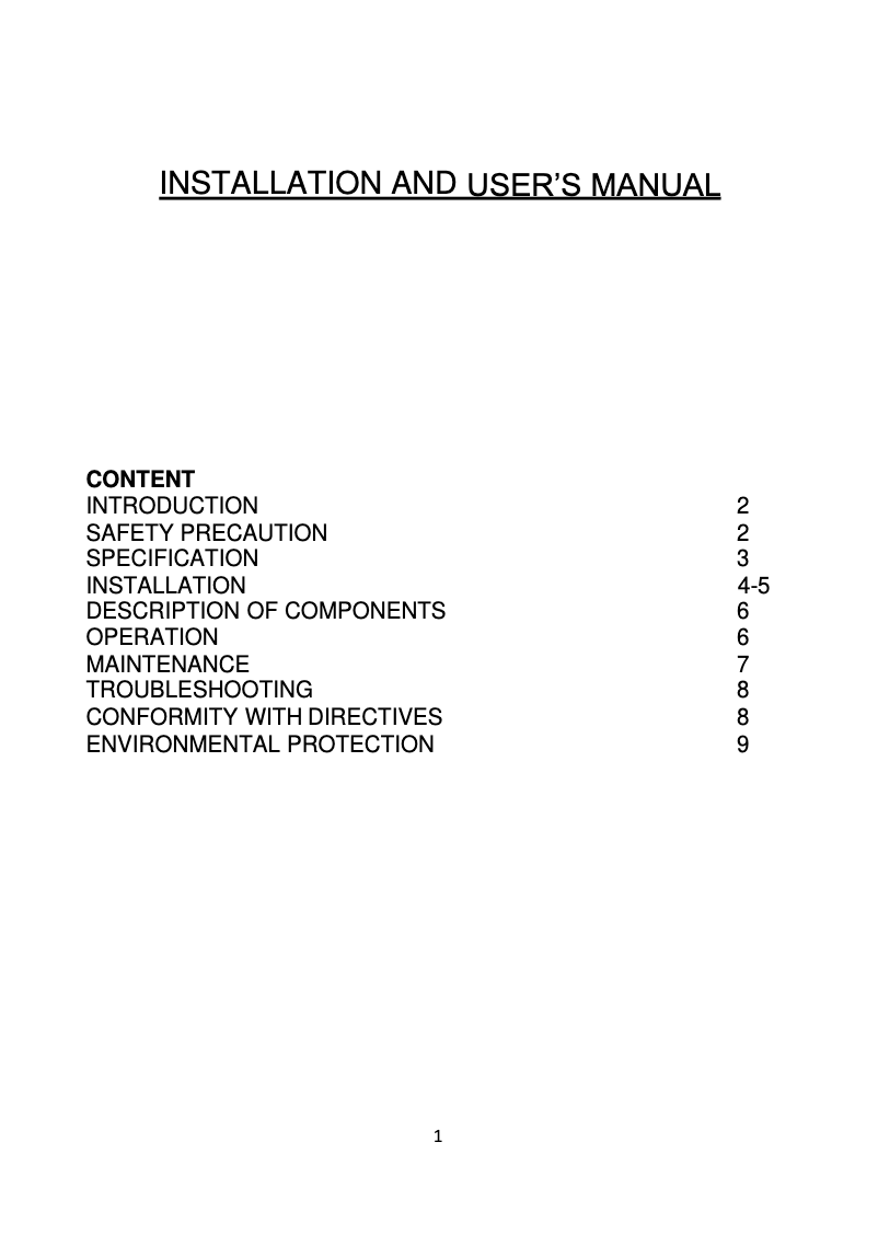 Page 1 of the manual User Manual Rosieres RBVSI 985 IN
