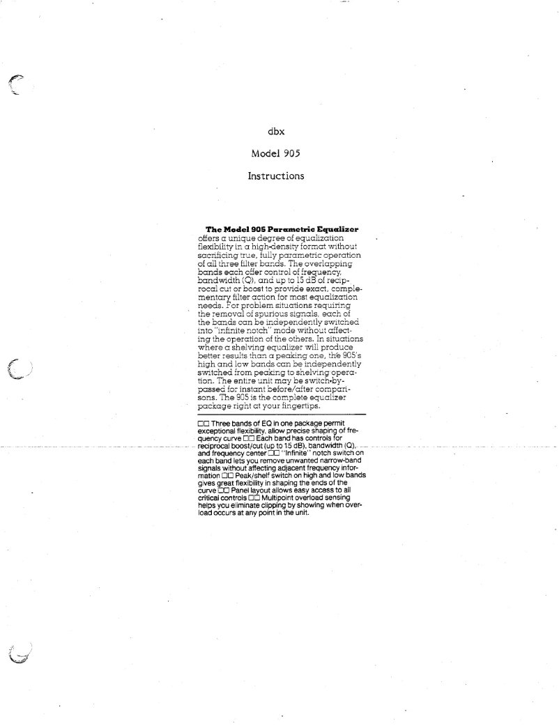 First page image of the manual for 905