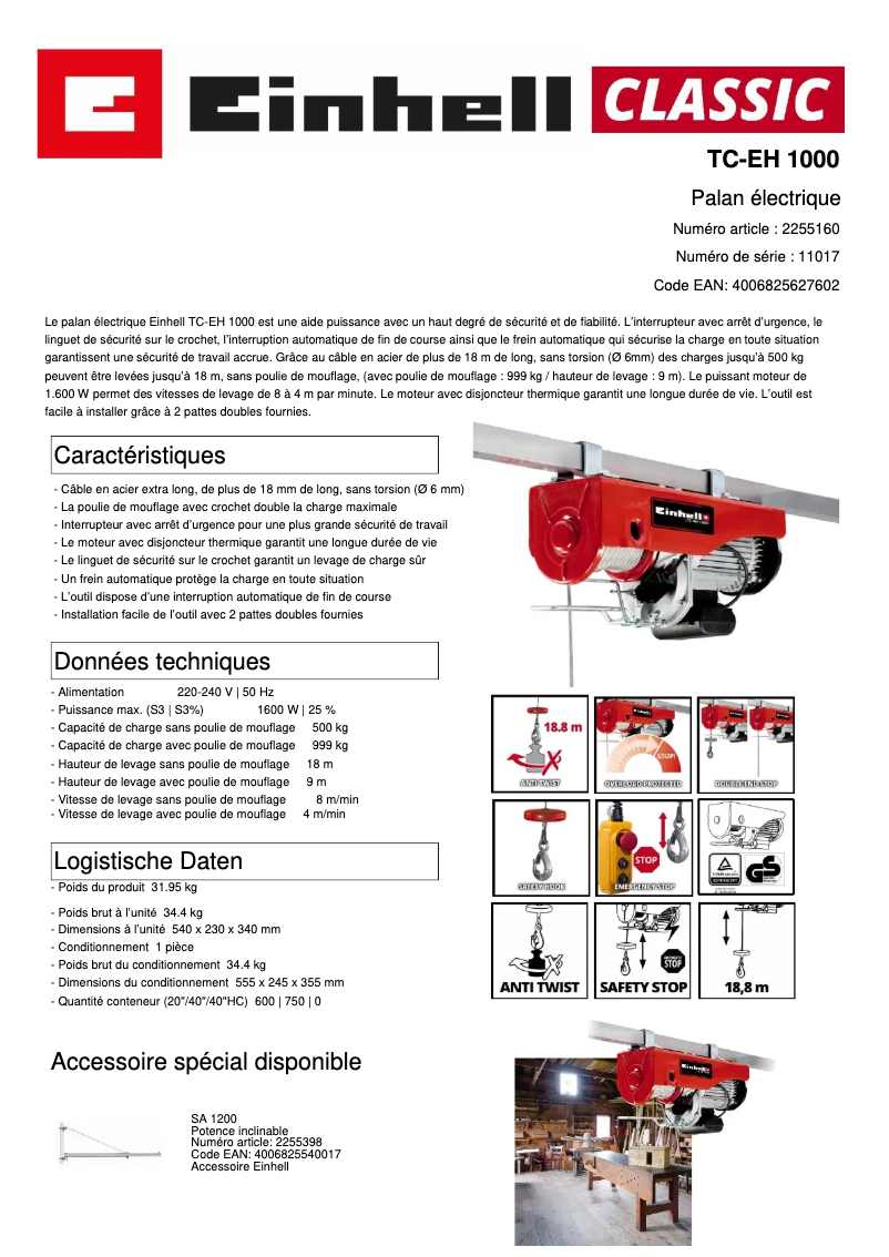 First page image of the manual for TC-EH 1000