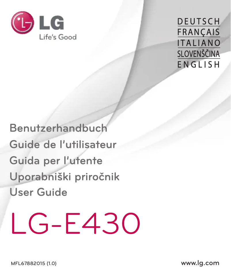 First page image of the manual for LG-E430