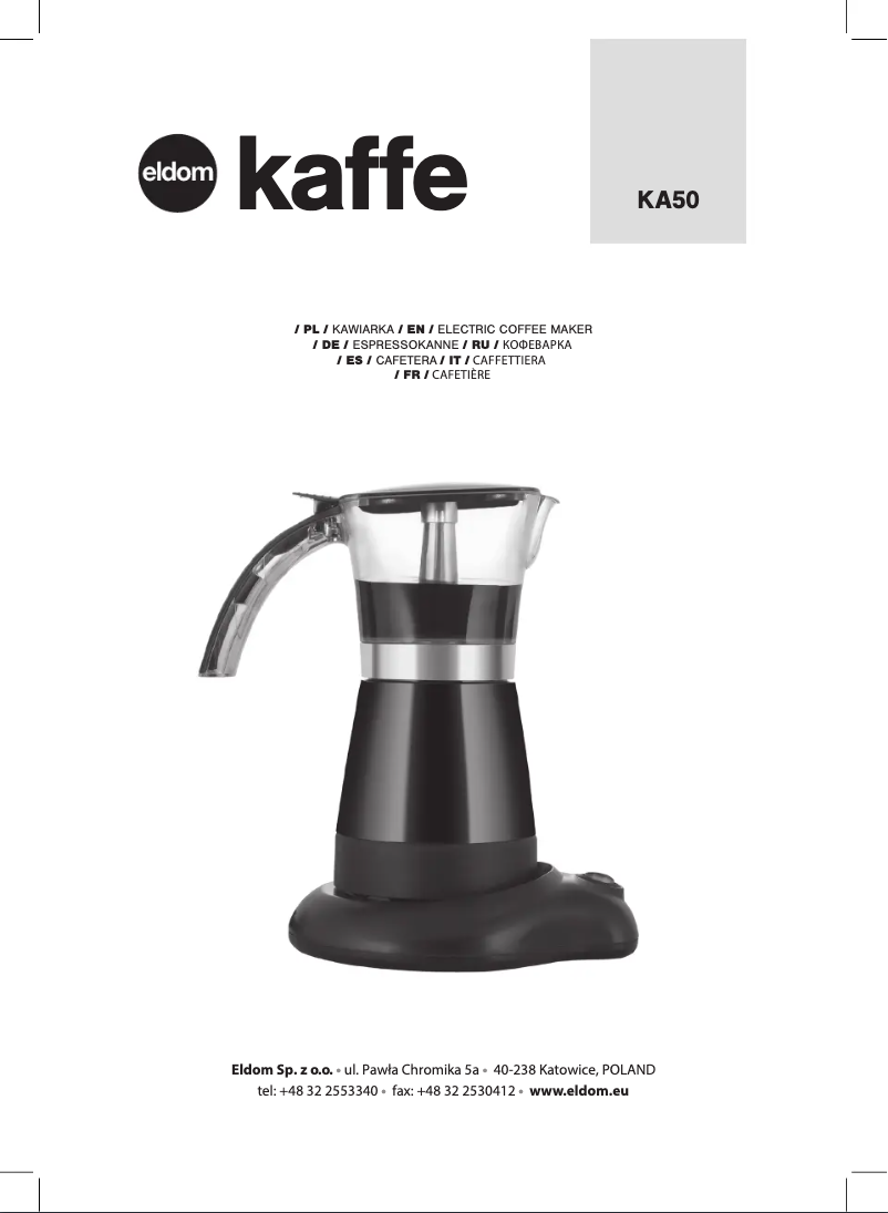 Page 1 of the manual User Manual Eldom Kaffe KA50