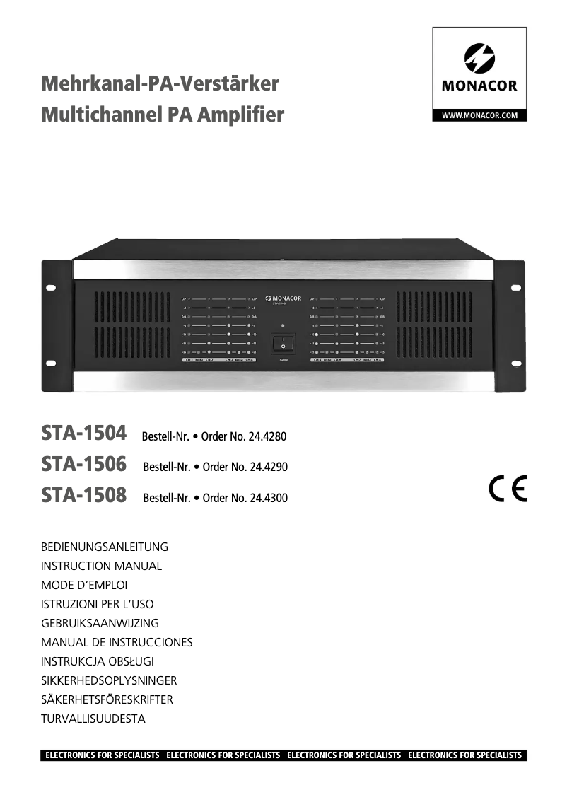 Page 1 of the manual User Manual Monacor STA-1506