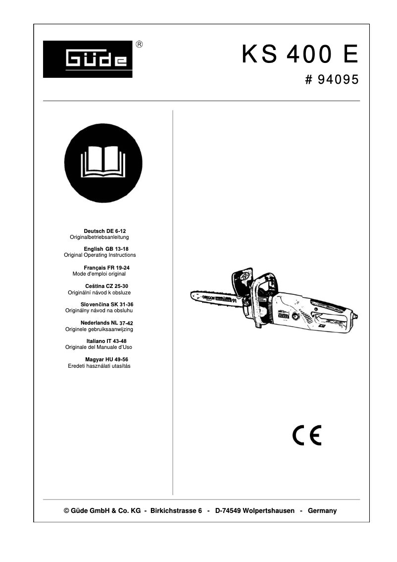 First page image of the manual for KS 400 E