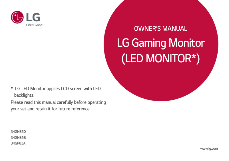 Page 1 of the manual User Manual LG 34GN85B-B