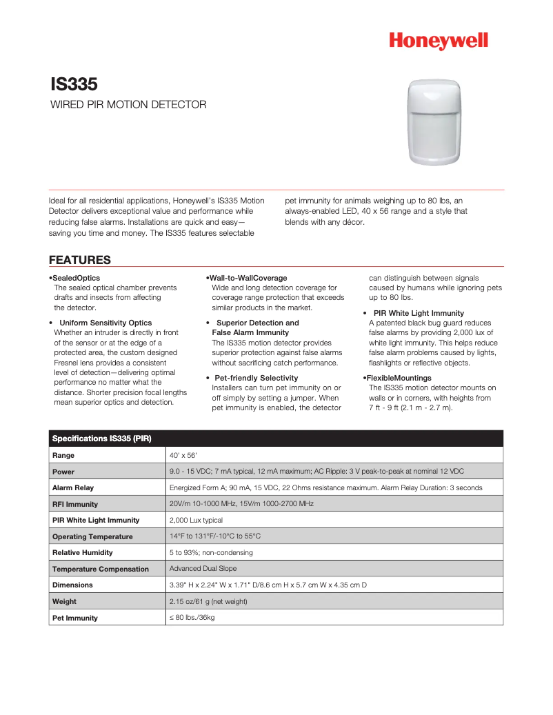 First page image of the manual for IS335T