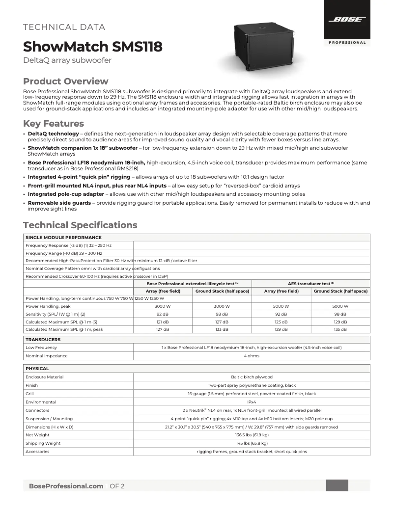 First page image of the manual for ShowMatch SMS118