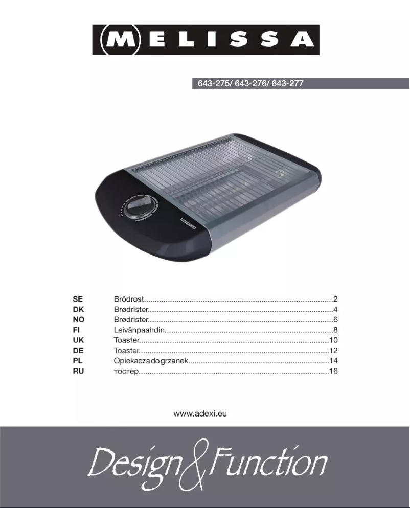 Page 1 of the manual User Manual Melissa 643-276