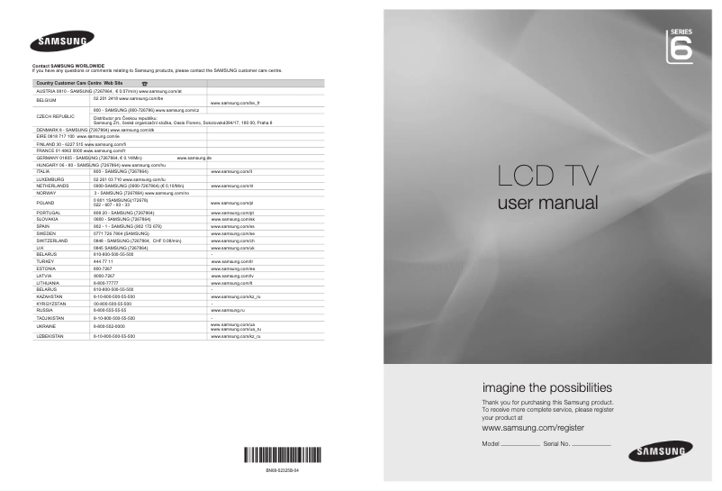 Page 1 of the manual User Manual Samsung LE55B651T3W