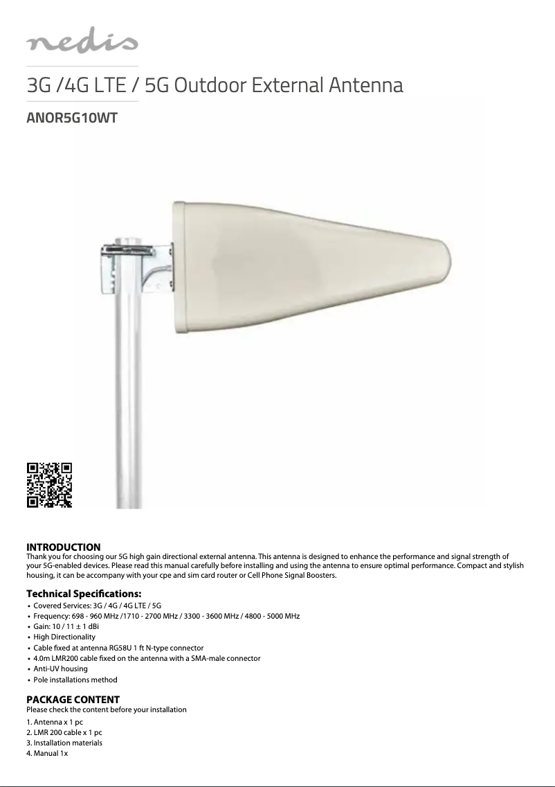 First page image of the manual for ANOR5G10WT