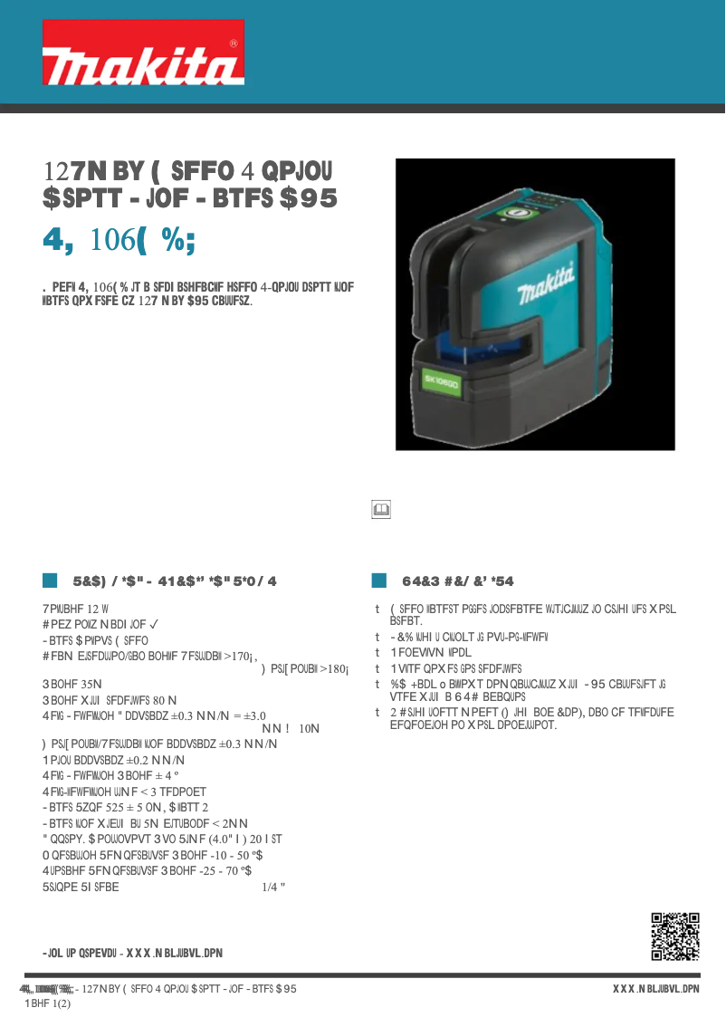 Page 1 of the manual Technical Sheet Makita SK106GDZ