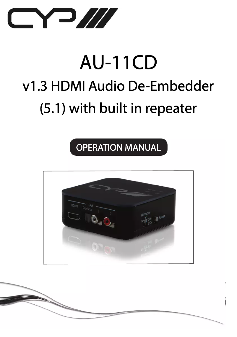 Page 1 of the manual User Manual CYP AU-11CD
