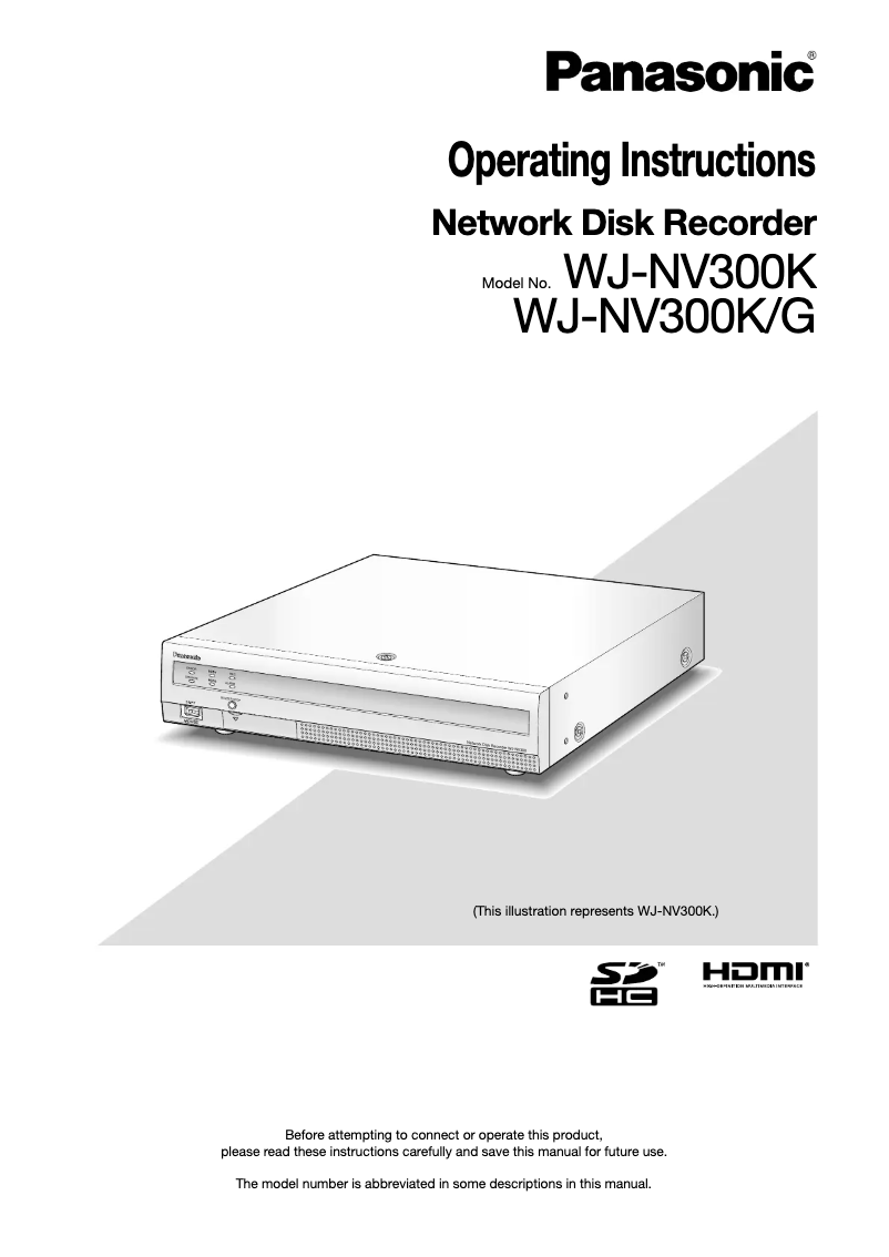 Page 1 of the manual User Manual Panasonic WJ-NV300