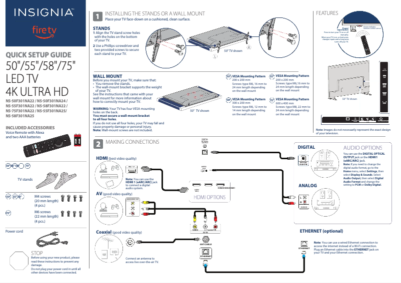 Page 1 of the manual Quick Start Guide Insignia NS-58F301NA25