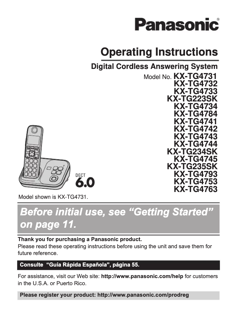 First page image of the manual for KX-TG223SK