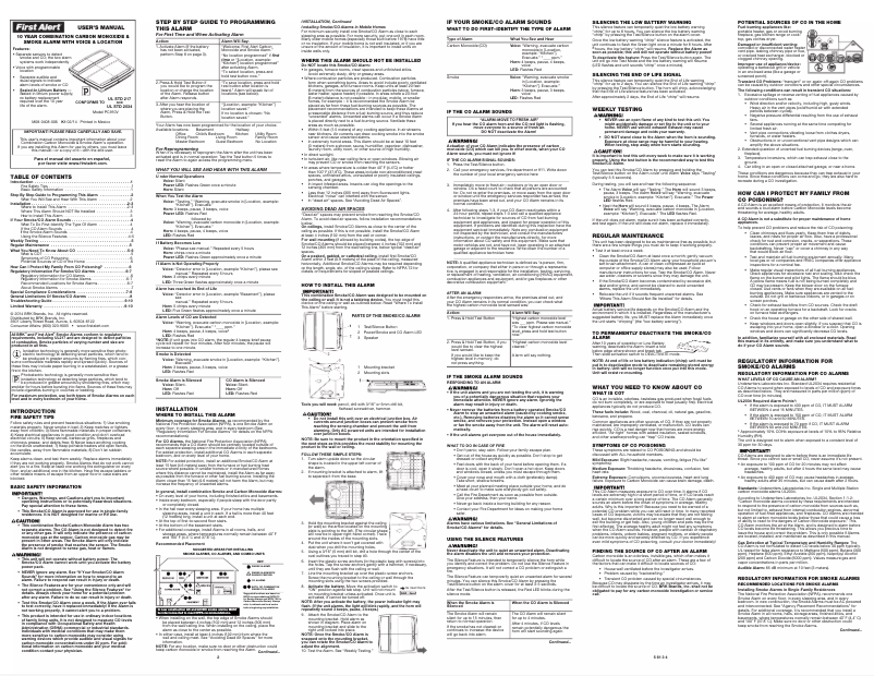 Page 1 of the manual User Manual First Alert PC910V