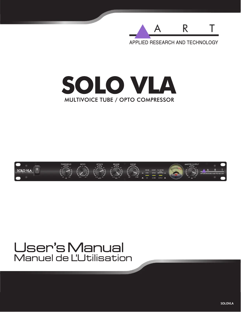 First page image of the manual for SOLO VLA