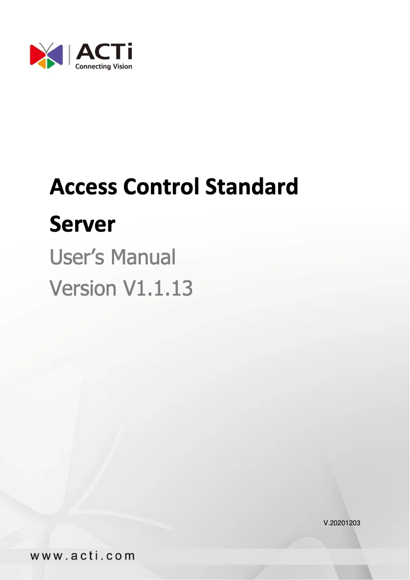 Page 1 of the manual User Manual ACTi LACS3000