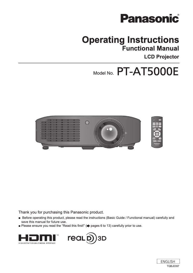 First page image of the manual for PT-AT5000E