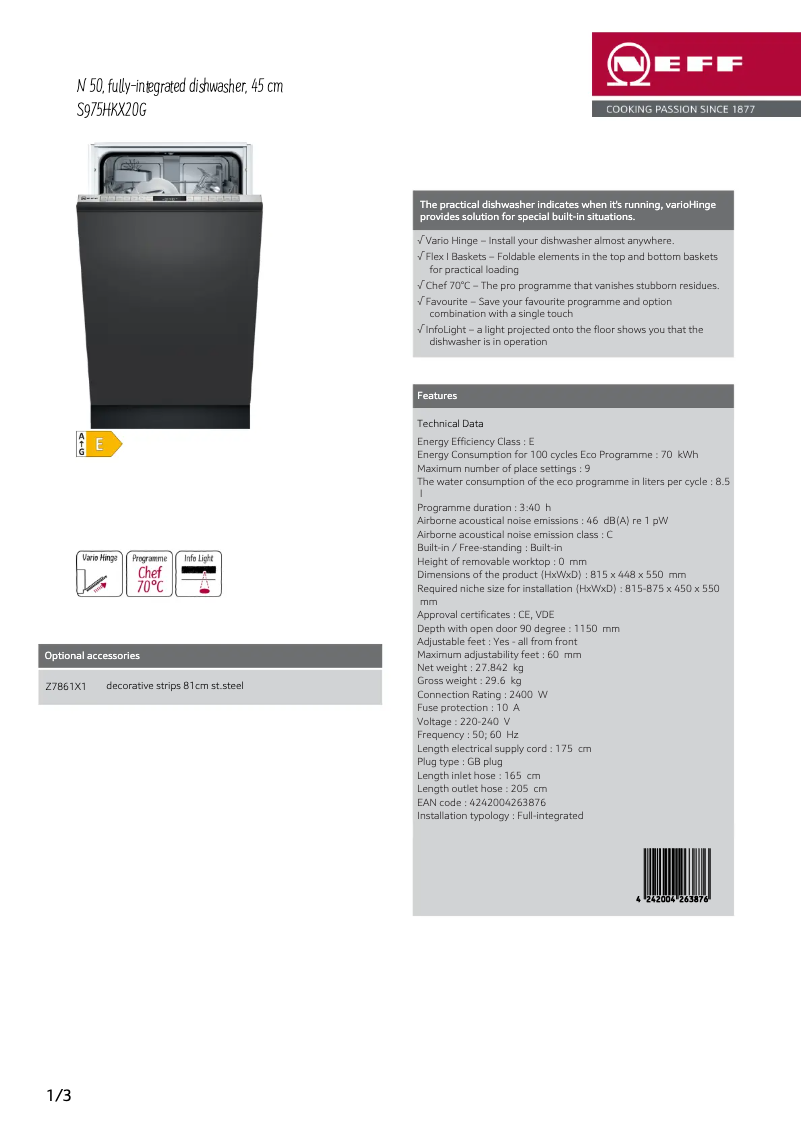 First page image of the manual for S975HKX20G