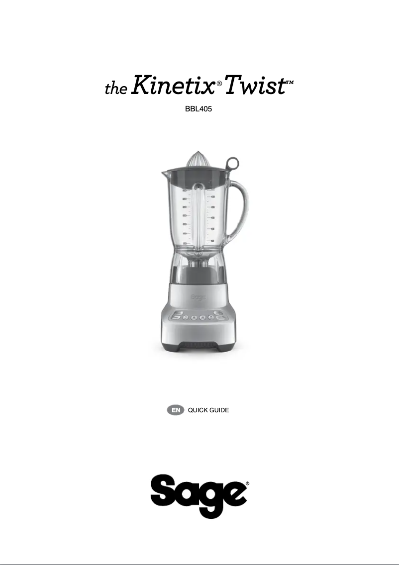 First page image of the manual for the Kinetix Twist BBL405