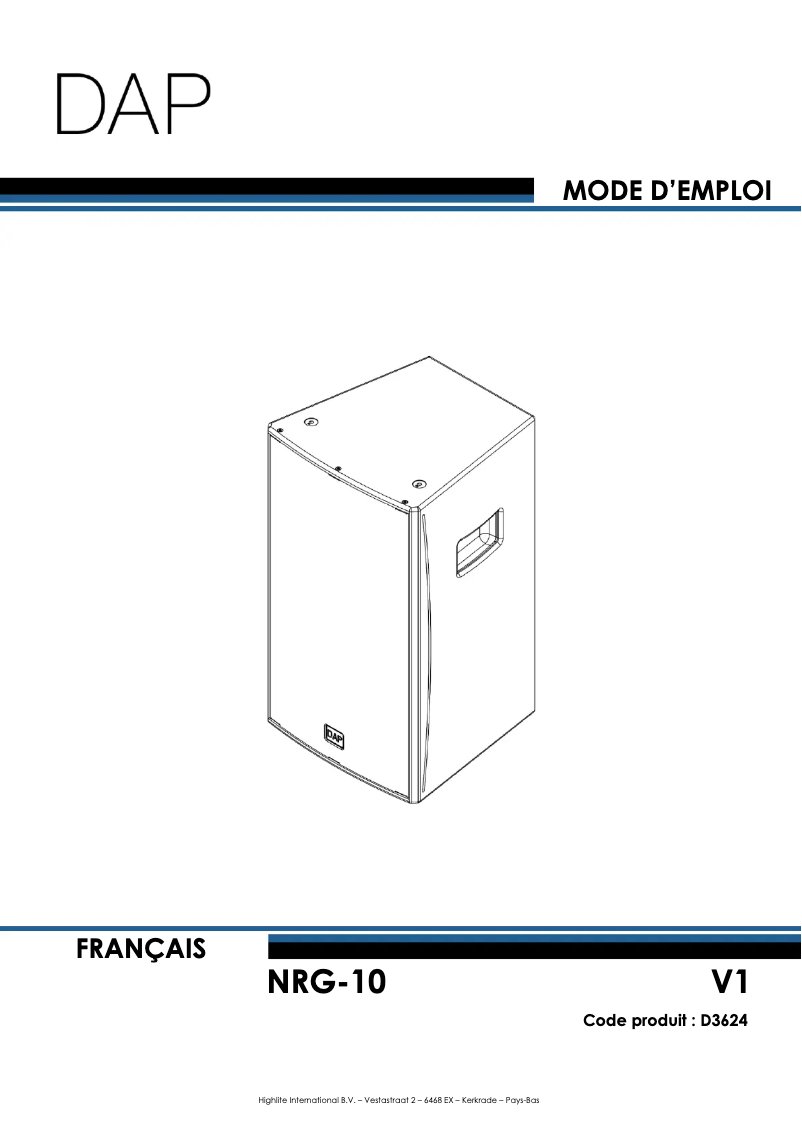 Page 1 de la notice Manuel utilisateur DAP-Audio NRG-10
