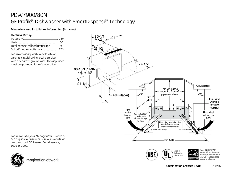First page image of the manual for Profile PDW7980NSS