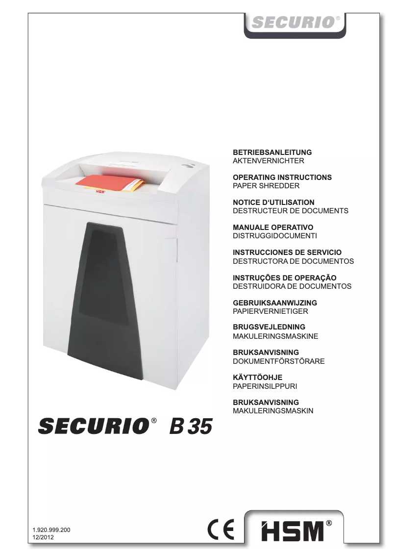 Page 1 of the manual User Manual HSM Securio B35 1 x 5mm