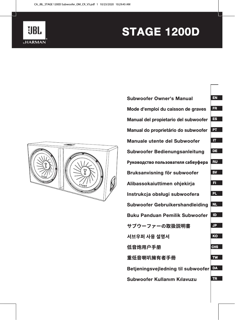 First page image of the manual for Stage 1200D