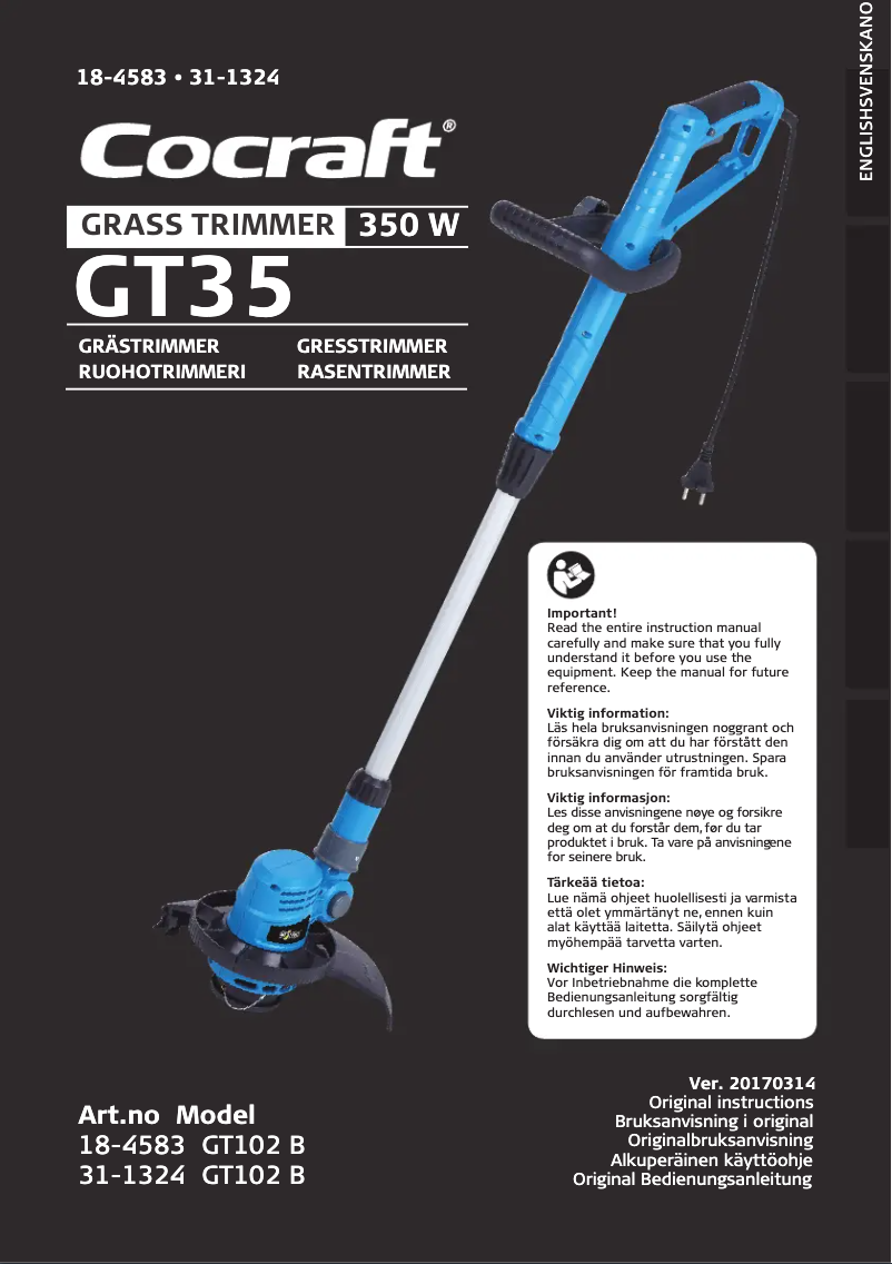 Page 1 of the manual User Manual Cocraft GT35