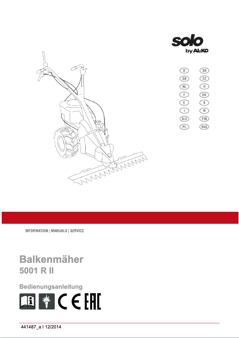 Page 1 of the manual User Manual AL-KO 5001 R II