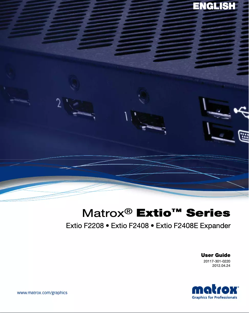 Page 1 of the manual User Manual Matrox Extio F2208