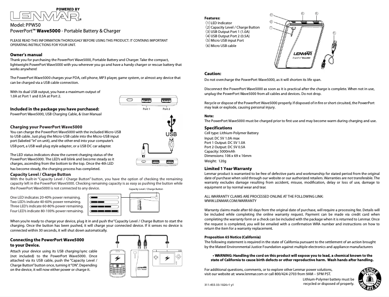 First page image of the manual for PowerPort Wave 5000