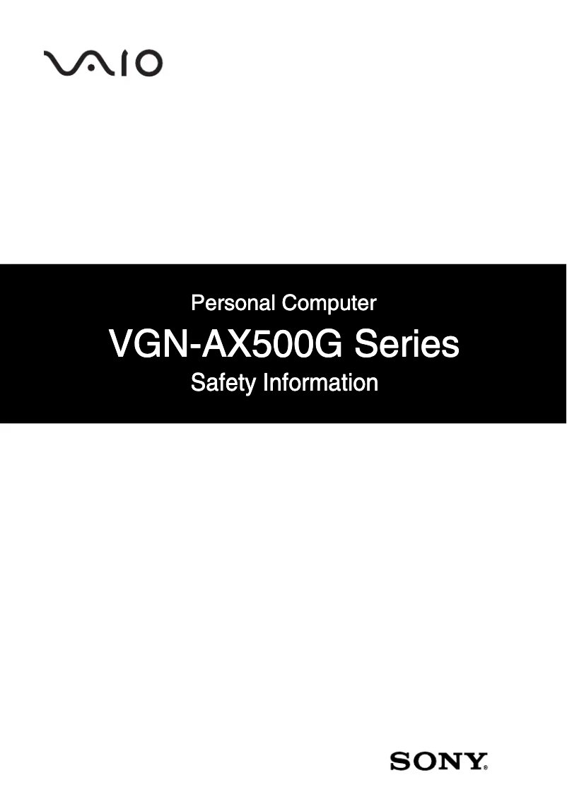 Page 1 of the manual Safety Instructions Sony Vaio VGN-AX580G